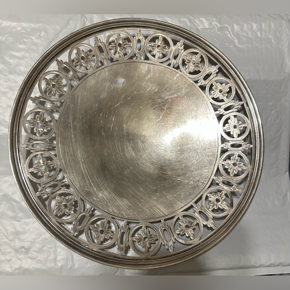 Art Deco Sterling Silver Serving Tray‎ 10”  Cut Out Rim